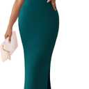 ZESICA Women's Summer Sleeveless Square Neck Knit Bodycon Dress (Green, L)