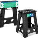 Dyforce 17.5 Inch Folding Step Stool 400lbs Capacity Sturdy Plastic Foldable Step Stools for Adults Stepping Stool with Handle Easy to Carry Handle Folding Stool Ideal for Kitchen (Black 1PC)
