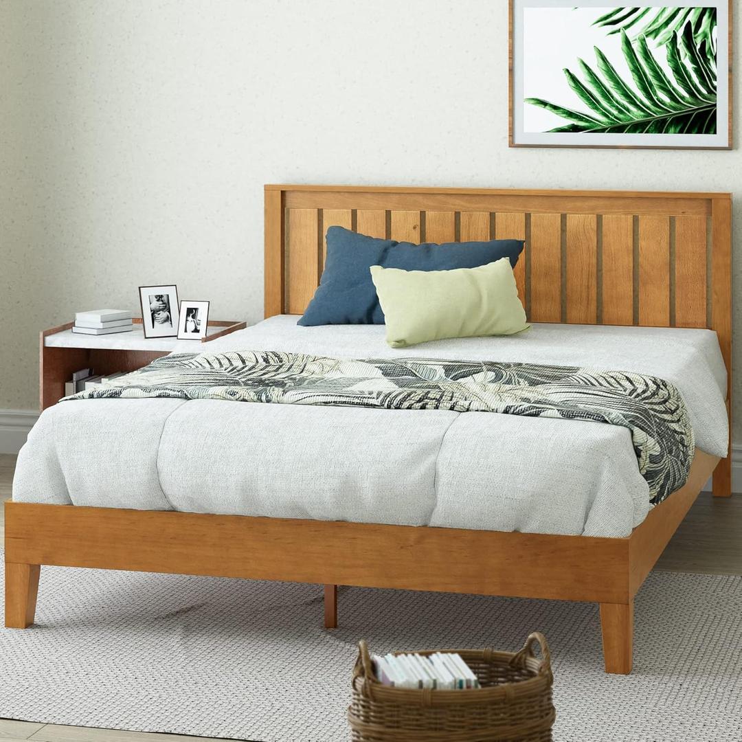 Zinus Alexis Deluxe Wood Platform Bed Frame with Headboard, Wood Slat Support, No Box Spring Needed, Easy Assembly, Rustic Pine, Full