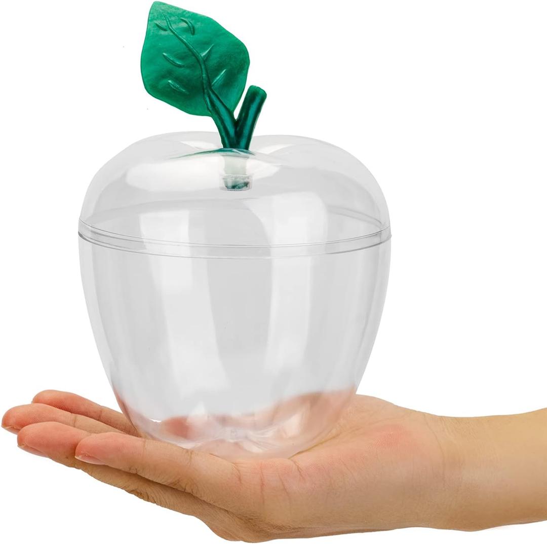 HANZE Large Clear Apple Container, Apple Shaped Candy Toy Filling Containers Jar, Back To School Teacher Appreciation Gift, Wedding Party Ornaments Christmas Decorations Supplies Favors (Clear(1 Pack))
