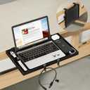 Foldable Bedside Shelf, Metal Clip-On Bunk Bed Table Shelf for Top Bunk Heavy Duty Bed Side Table Tray for College Dorm Room Essentials, Loft Nightstand Organizer Tray with 3 Cord Hole(Black) (14.76" x 9.68" x 0.79")