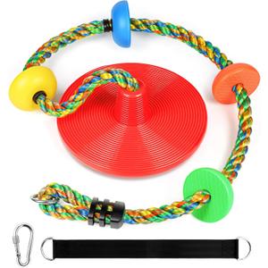 ZNCMRR Rope Swing for Tree Disc Swings Tree Swing for Kids Single Disc Seat and Climbing Rope for Kids Heavy Duty Swing Set for Backyard Playground Accessories Swingset Accessories Outdoor(Red)