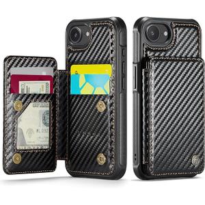 Vinich for iPhone 17e / 16e Wallet Case with Card Holder, RFID Blocking Credit Slots Kickstand Shockproof Phone Cover Fit for iPhone 16e & 17e 6.1" Carbon Black