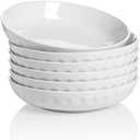 Onniyor Porcelain Pasta Bowl Set, 32 Ounces Salad Bowls, Large Serving Bowl Set, Wide and Shallow Pasta Plates, Soup Bowls, Microwave & Dishwasher Safe, Set of 6, White