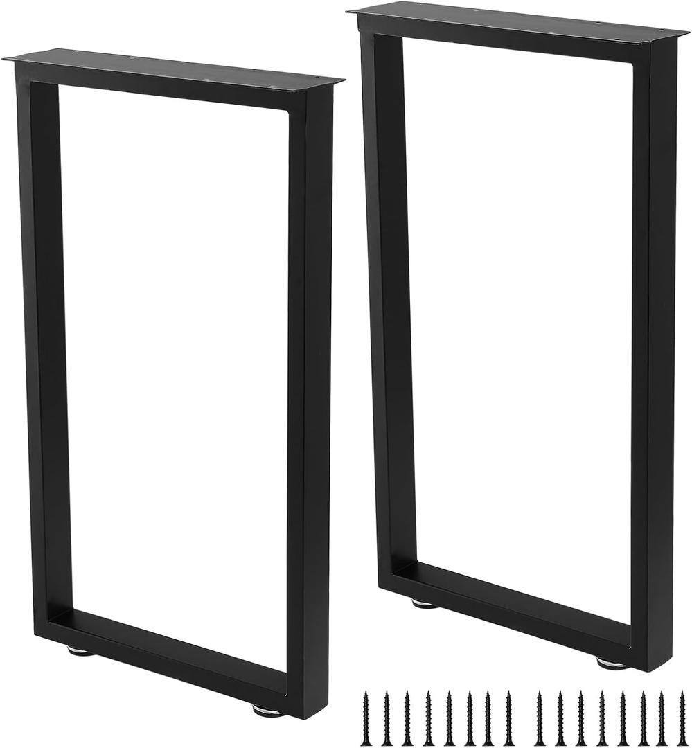 Metal Table Legs 30 Inch Heavy Duty Dining Desk Legs Black Metal Coffee Table Legs with Adjustable Feet Pads, Black, Set of 2
