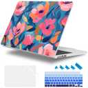 Case for MacBook Air 15 Inch 2026-2023 Release M5 A3448 M4 A3241 M3 A3114 M2 A2941, Hard Shell with Screen Protector & Keyboard Cover, Compatible with Touch ID, Flowers Print