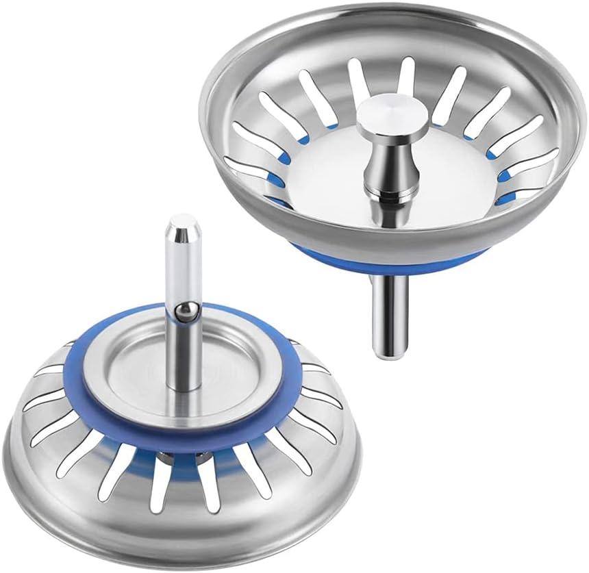 2 Pack Kitchen Sink Basket Strainer Replacement for Standard Drains Stainless Steel For Kitchen Public Facilities