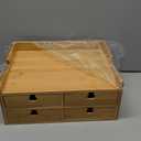 Bamboo Desk Organizer with Drawers, Small 3 Tier Desktop Drawers for Countertop, Mini Tabletop Storage Containers with Anti-scratch Pads for Home Office Supplies Makeup, No Assembly Required