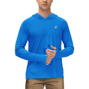 Roadbox Mens UPF 50+ Long Sleeve, Sun Hoodie Fishing Shirts for Men, UV Protection Hooded for Hiking Running Workout, M
