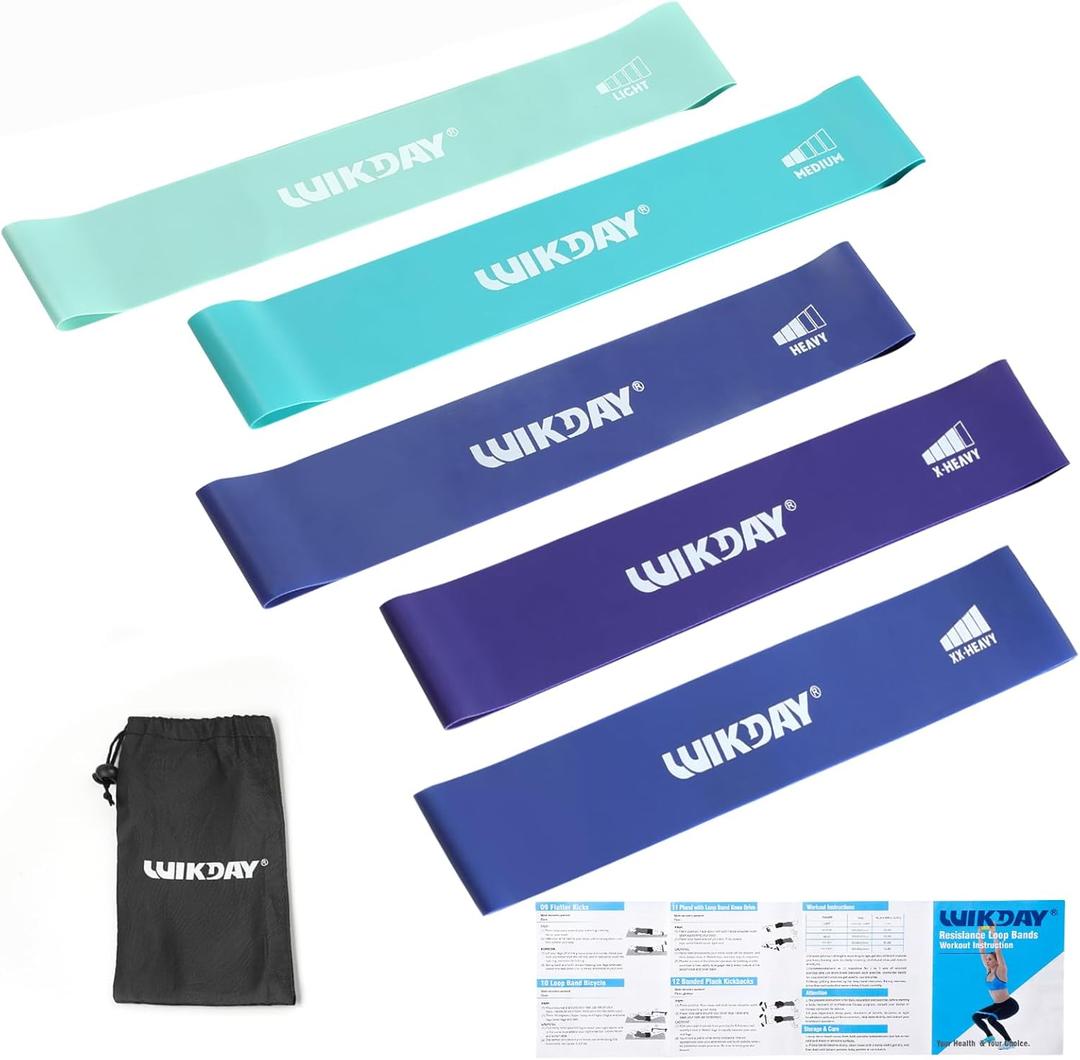 Resistance Bands for Working Out Exercise Loop Bands Workout Bands Set for Men Women Body Stretching, Crossfit Training, Home Workout, Physical Therapy, Booty Legs, Set of 5 (Blue)