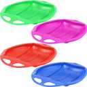Snow Sleds for Kids with Handles Heavy Duty Outdoor Snow Saucer Sled Plastic Disc Beach Downhill, Winter Outdoor Sports (4 Colors)