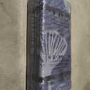 Pcinfuns Outdoor Patio Rugs 9X12 Waterproof, Reversible Plastic Straw Camping Rug Carpet, Large Area Rugs Mats for Rv, Deck, Porch, Picnic, Beach, Balcony, Navy Blue & Grey