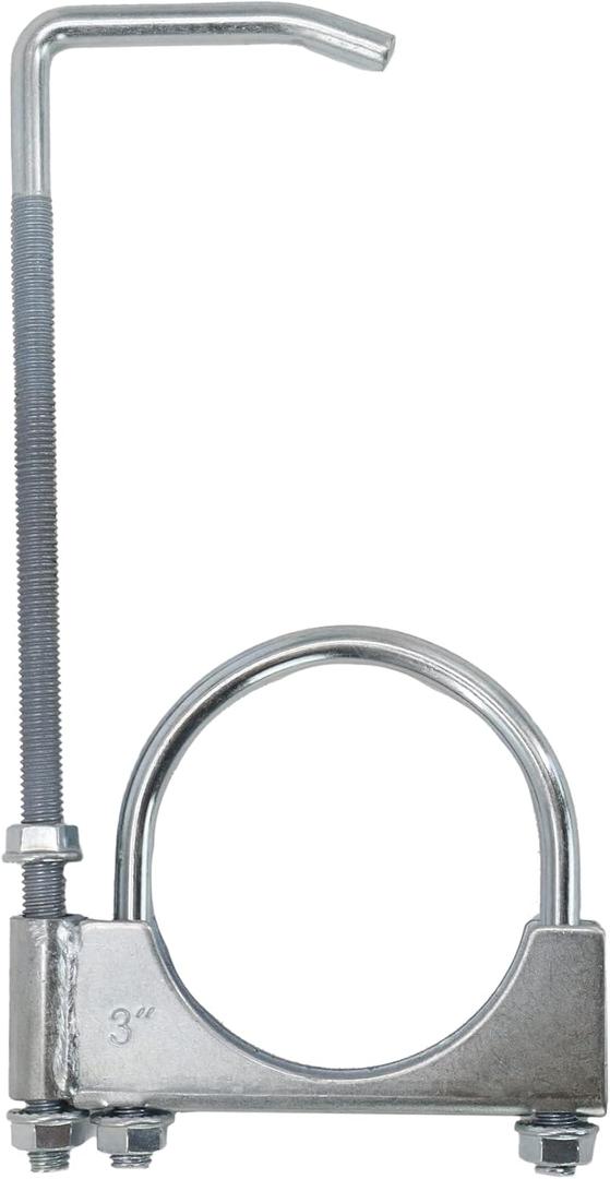 3" Universal Exhaust Clamp with Hanger, Heavy Duty Muffler Pipe Repair Bracket, 360 Adjustable Exhaust Hanger Insulator for Automotive Truck System, Zinc Plated (2 Pack)