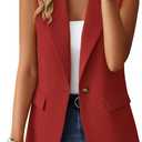 Mina Self Women's Sleeveless Vest Tops Open Front Lightweight Blazer Jacket (XXL)