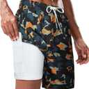 HOTSUIT Mens Swim Trunks with Compression Liner Quick Dry Bathing Suits 7 Inch Swimming 2 in 1 Shorts with Zip Pockets