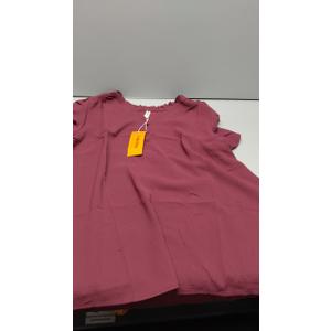 Womens Summer Tops Casual Ruffle Short Sleeve Shirts Square Neck Blouses Loose Fit Tunic XL