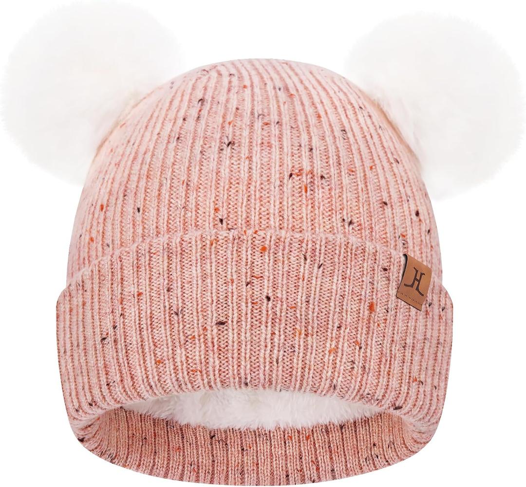 FZ FANTASTIC ZONE Toddler Kids Winter Hat Beanie Pompom Warm Fleece Baby Hats 0-6 12 Months 1 2 3 4 Year Old Girls Boys Gifts