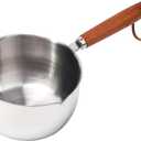 Stainless Steel Butter Melting Pot Hot Oil Pan Multi-Purpose Sauce-Pan for MINI Milk Warmer With Wooden Handle For Induction Gas Electric Stove Heating Gravy Chocolate 150ML 300ML 500ML (500ml)