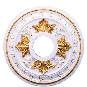 Primst PU Decorative Ceiling Medallion for Light Fixtures and Ceiling Fans, Molded Plastic, Gold and White Finish, (B-15.6"OD x 4.3"ID)