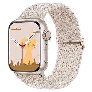 Yaber Stretchy Braided Solo Loop Compatible with Apple Watch Band 38mm 40mm 41mm 42mm 44mm 45mm 49mm for Women Men, Adjustable Straps Elastic Sport Wristbands for iWatch Series 9 8 7 6 5 4 3 2 1 Ultra