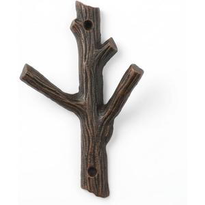 Comfy Hour 7" Heavy Duty Cast Iron Tree Branch Wall Hook, Rustic Nature Decorative Key Holder for Wall, Vintage Multi-Prong Coat Rack for Entryway, Mudroom, Cabin & Garden, Brown