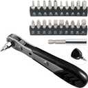 STREBITO Mini Ratchet Set, 22-Piece 1/4 Ratchet Right Angle Screwdriver, 36-Tooth Small Ratcheting Wrench Bit Ratchet For Tight Spaces, with Phillips, Slotted, Torx, Hex, Square and Adapter for Socket