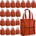 Wovnet 36 Pcs Sports Party Favor Bags with Handles Non Woven Football Baseball Soccer Basketball Goodie Treat Gift Bags Bulk for Sport Team Birthday Party Supplies(Basketball)