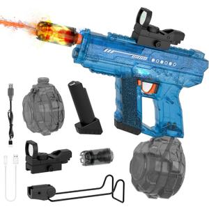 Electric Water Gun for Kids Adults, Transparent Automatic Squirt Gun with 30-32 FT Long Range, Summer Outdoor Beach Swimming Pool Party Toys for Boys Girls Adults (Blue)