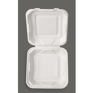 40 Pcs Green Smart Products 6 X 6" Compostable Clamshell Food Containers, Heavy-Duty Hinged Container, Disposable Bagasse Eco-Friendly Natural Takeout to go Box, Made from Sugarcane Plant