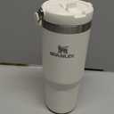 Stanley IceFlow Flip Straw Tumbler with Handle | Twist On Lid and Flip Up Straw | Leak Resistant Water Bottle | Insulated Stainless Steel | BPA-Free (30 Ounces, Cream)