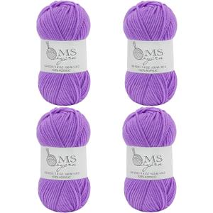 Crochet Acrylic Lavender Purple Yarn 436 Yards, 4 Pack 45g/1.6oz Each, Soft Yarn for Crocheting & Knitting DIY Craft