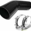 45 degree Silicone Reducer Elbow Coupler Hose 2 to 2.5 in/2 to 2-1/2 in ID-4 in Leg Length for Intake Turbo Intercooler Boot, 4-Ply Reinforced Black with 2-Pack T-Bolt Clamps