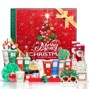 LUCOTIYA Advent Calendar 2025-24 Days of Beauty Advent Calendar, Bath and Body Gifts Sets for Women, Christmas Gifts Baskets for Women, Skincare Beauty Gift Baskets (Green)