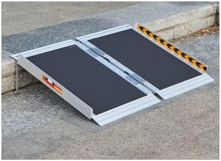 FACHNUO 2 Feet Portable Wheelchair Ramp, Non-Skid Aluminum Handicap Ramps with Handle, Folding Threshold Wheel Chair Ramp for Home Steps, Stairs, Entry, Threshold, Doorways, Scooter, 800LBS Capacity