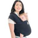 KeaBabies Baby Wrap Carrier - All in 1 Original Baby Carrier Newborn to Toddler Sling, Easy to Wear, Hands Free Bonding, Lightweight, Breathable Infant Wraps (Midnight, 7-35lbs)