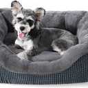 INVENHO Rectangle Washable Orthopedic Dog Bed for Small, Medium and Large Dogs, Soft Calming, Sleeping Puppy Bed Durable Pet Cuddler with Anti-Slip Bottom, S (20"x19"x6")