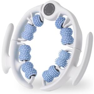 Cellulite Massage Tool Lymphatic Drainage Massager for Thighs & Legs & Buttocks, Anti Cellulite Roller with Detachable Handles Fascia Massage Tool for Contoured & Smoother Skin, White-Blue
