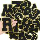 Morcheiong 52Pcs 3.14 Inch Large Chenille Letter Patches A-Z Self Adhesive, Chenille Letters for Clothing, Letters Patches for Fabric (Black)