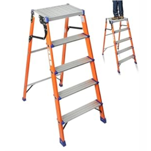 LEADALLWAY Insulation Fiberglass 5 Step Ladder for Electricians 49" high Aluminum Step Stool 330lbs Capacity 