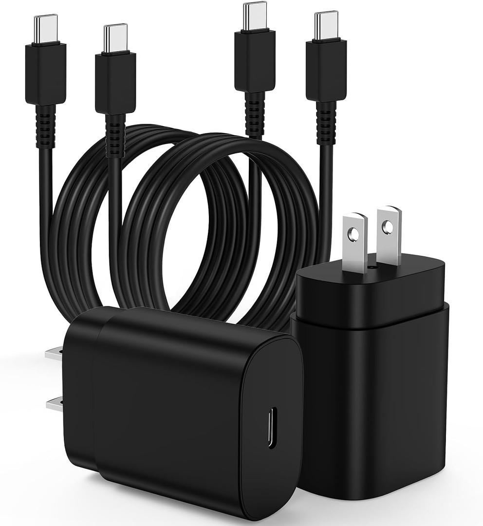 2Pack 25W USB C Charger for Samsung Galaxy S24 Ultra, Super Quite Fast Charging Type C Block with 3FT C to C Cord for Samsung Galaxy Tab S9 S8 S23 Ultra S22 Ultra S23 S22+ S22 S21 Note 10 Plus 20