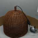 3-Light Dark Curry Rattan Pendant Light,13.77" Rustic Hanging Light,Brown Wicker Pendant Light Hand-Woven Rattan Chandelier for Workplace Dining Living Bedroom Kitchen Farmhouse