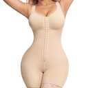 Nebility Fajas Colombianas Moldeadoras Shapewear for Women Tummy Control Postpartum Body Shaper Butt Lifter Bodysuit with Zipper Crotch(Beige, Small)