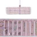 Travel Jewelry Organizer Roll with Zippered Pockets,Hangable | Tangle-Free Portable Jewelry Storage Bag for Women | Holder for Necklaces, Earrings, Rings, Bracelets,Bangles (Purple And Gold)