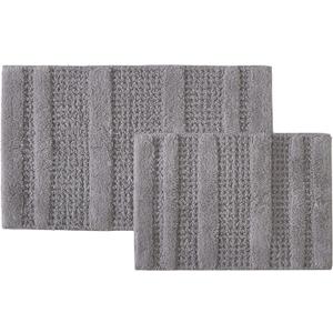 Kenneth Cole - Bath Rug Set, Soft Tufted Cotton Bathroom Decor, Absorbent Waffle Inspired Construction (Solid Waffle Grey, 2 Piece)