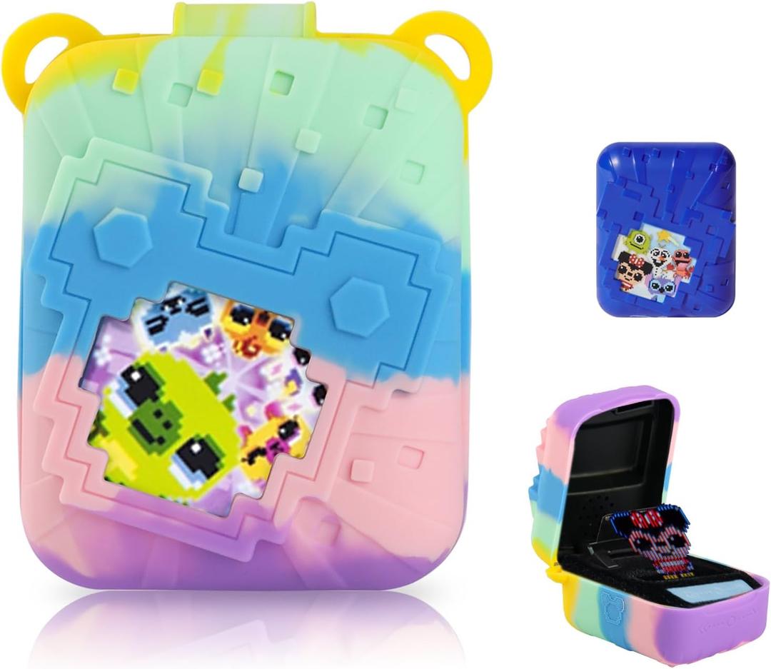 Silicone Cover Case with Lanyard for Bitzee Disney Interactive Toy Digital Pet, Protective Case Holder Skin for Bitzee Virtual Electronic Pets for Girls & Boys Colourful