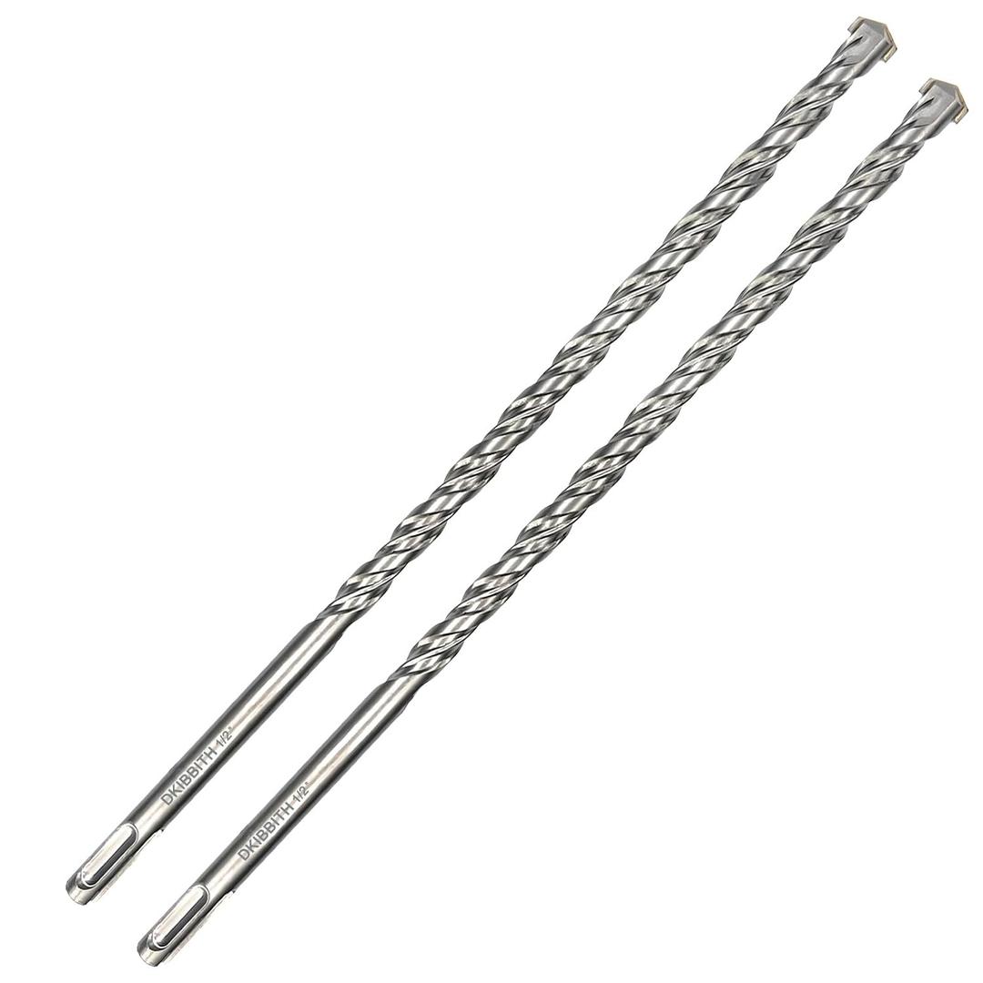 2-Pack SDS Plus Masonry Drill Bits 1/2 Inch x 12 Inch Long Rotary Hammer Drill Bits Carbide Tipped for Concrete Brick Cement Stone Block.