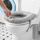 Gilprop Travel Toilet Seat Riser Inflatable Padded Toilet Seat for Seniors Portable PVC Bedside Commode Grey Raised Cushion with Suction Cup and Storage Bag for Elderly Recovery Senior Travel Camping