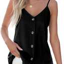 BLENCOT Women Summer Tank Tops Casual V Neck Strappy Loose Beach Sleeveless Shirts Blouses (Black, L)