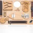 deMoca Sensory Busy Board for Toddlers, Premium Wooden Toddler Busy Board for 1 2 3 Year Old with 10 Educational Activities for Fine Motor Skills, Fidget Activity Toy for Travel (Nature - Large)