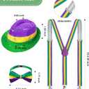 Vicenpal Mardi Gras Costume for Women, 9 Pcs Complete Carnival Outfit Set with Tutu Skirt, Sequin Hat, Feather Mask, Suspenders, Beads Necklace and Striped Socks for Tuesday Parade Party